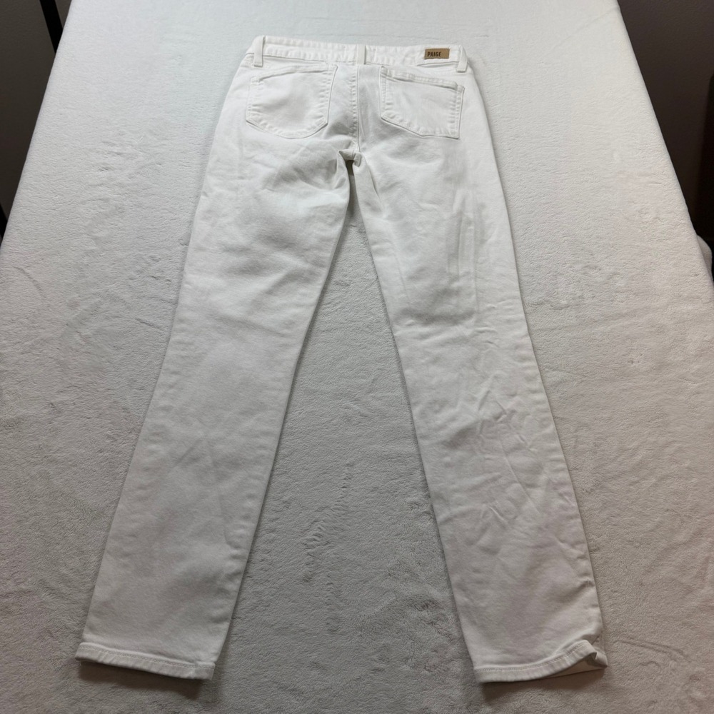 Paige Slim Straight Jeans Womens 26 White Good Low Rise Stretch Denim - Picture 11 of 15